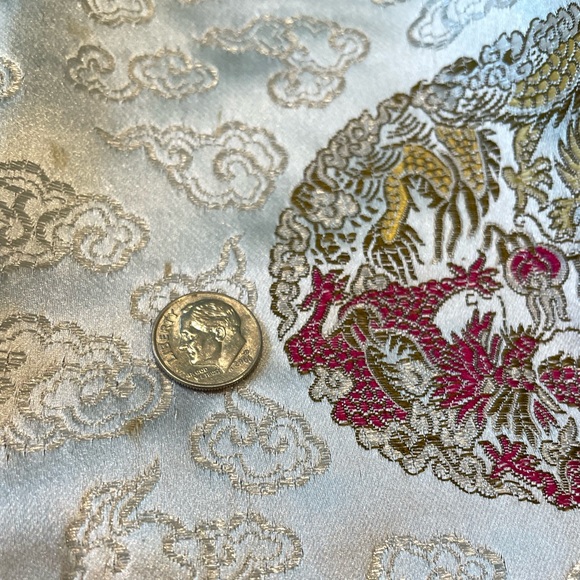Silver Asian blouse with black embroidered trim and frog closures - Picture 7 of 7